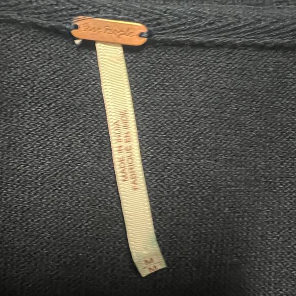 Free People Light Magic Womens Sweater Medium Cotton Henley Puff Sleeve Boho - Picture 3 of 12